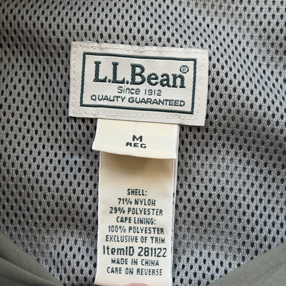LL Bean Shirt Mens Medium Green Button Down Insect Repel Fishing Vented Roll Tab - Picture 3 of 10